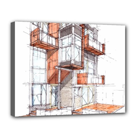 Rag-flats-onion-flats-llc-architecture-drawing Graffiti-architecture Canvas 14  x 11  (Stretched)