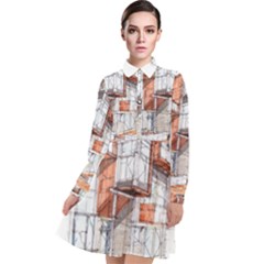 Rag-flats-onion-flats-llc-architecture-drawing Graffiti-architecture Long Sleeve Chiffon Shirt Dress