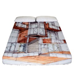 Rag-flats-onion-flats-llc-architecture-drawing Graffiti-architecture Fitted Sheet (King Size)