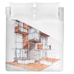 Rag-flats-onion-flats-llc-architecture-drawing Graffiti-architecture Duvet Cover (Queen Size)