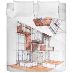 Rag-flats-onion-flats-llc-architecture-drawing Graffiti-architecture Duvet Cover Double Side (California King Size)