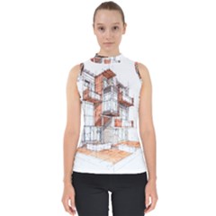 Rag-flats-onion-flats-llc-architecture-drawing Graffiti-architecture Mock Neck Shell Top