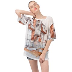 Rag-flats-onion-flats-llc-architecture-drawing Graffiti-architecture Oversized Chiffon Top