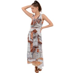 Rag-flats-onion-flats-llc-architecture-drawing Graffiti-architecture V-Neck Chiffon Maxi Dress