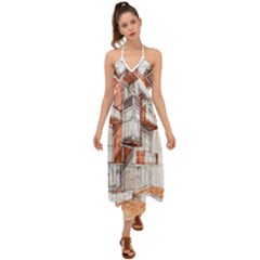 Rag-flats-onion-flats-llc-architecture-drawing Graffiti-architecture Halter Tie Back Dress 