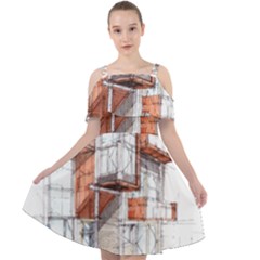 Rag-flats-onion-flats-llc-architecture-drawing Graffiti-architecture Cut Out Shoulders Chiffon Dress