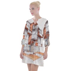 Rag-flats-onion-flats-llc-architecture-drawing Graffiti-architecture Open Neck Shift Dress