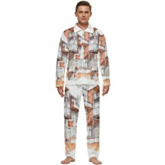 Rag-flats-onion-flats-llc-architecture-drawing Graffiti-architecture Men s Long Sleeve Velvet Pocket Pajamas Set