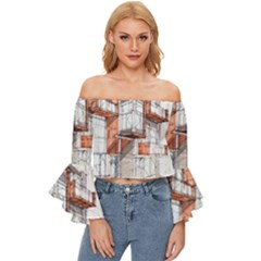 Rag-flats-onion-flats-llc-architecture-drawing Graffiti-architecture Off Shoulder Flutter Bell Sleeve Top