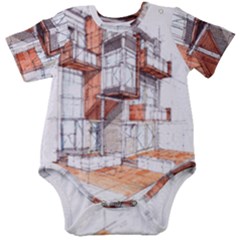 Rag-flats-onion-flats-llc-architecture-drawing Graffiti-architecture Baby Short Sleeve Onesie Bodysuit