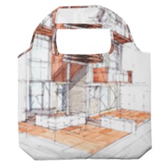 Rag-flats-onion-flats-llc-architecture-drawing Graffiti-architecture Premium Foldable Grocery Recycle Bag