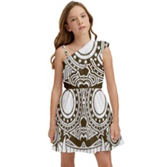 Barong-mask-art-bali Kids  One Shoulder Party Dress