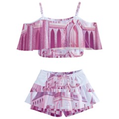 Pink Castle Kids  Off Shoulder Skirt Bikini