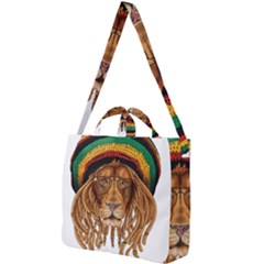 Lion Rastafari Square Shoulder Tote Bag by Jancukart