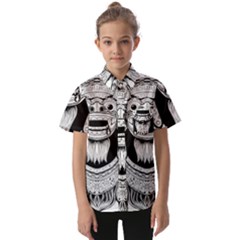 Balinese-art Barong-drawing-bali Kids  Short Sleeve Shirt