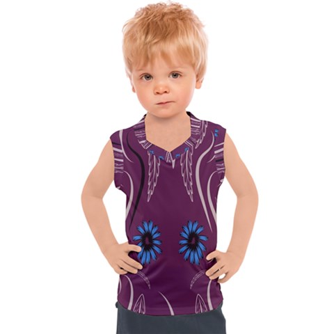 Folk Flowers Print Floral Pattern Ethnic Art Kids  Sport Tank Top by Eskimos