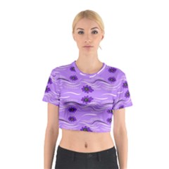 Folk Flowers Print Floral Pattern Ethnic Art Cotton Crop Top by Eskimos