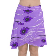 Folk Flowers Print Floral Pattern Ethnic Art Chiffon Wrap Front Skirt by Eskimos