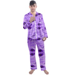 Folk Flowers Print Floral Pattern Ethnic Art Men s Long Sleeve Satin Pajamas Set by Eskimos