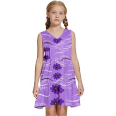 Folk Flowers Print Floral Pattern Ethnic Art Kids  Sleeveless Tiered Mini Dress by Eskimos