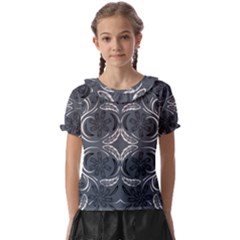 Folk Flowers Print Floral Pattern Ethnic Art Kids  Frill Chiffon Blouse