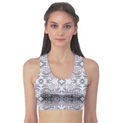 Folk Flowers Print Floral Pattern Ethnic Art Sports Bra by Eskimos