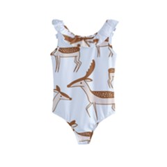 Cute Animal Deer Kids  Frill Swimsuit by artworkshop