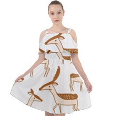 Cute Animal Deer Cut Out Shoulders Chiffon Dress by artworkshop