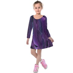 Feather Kids  Long Sleeve Velvet Dress