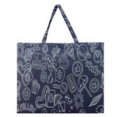 Internet Planet Drinks Zipper Large Tote Bag by artworkshop