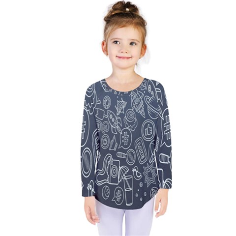 Internet Planet Drinks Kids  Long Sleeve Tee by artworkshop