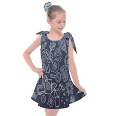 Internet Planet Drinks Kids  Tie Up Tunic Dress by artworkshop