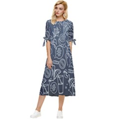 Internet Planet Drinks Bow Sleeve Chiffon Midi Dress by artworkshop