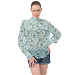 Seamless Foliage High Neck Long Sleeve Chiffon Top by artworkshop