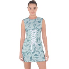 Seamless Foliage Lace Up Front Bodycon Dress