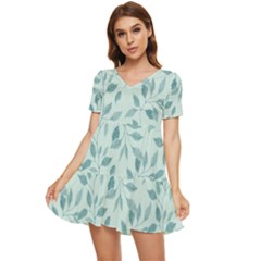 Seamless Foliage Tiered Short Sleeve Babydoll Dress by artworkshop