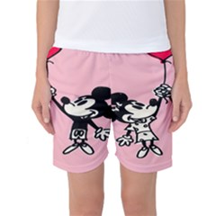 Baloon Love Mickey & Minnie Mouse Women s Basketball Shorts