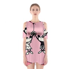 Baloon Love Mickey & Minnie Mouse Shoulder Cutout One Piece Dress by nate14shop
