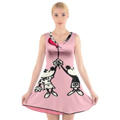 Baloon Love Mickey & Minnie Mouse V-neck Sleeveless Dress by nate14shop