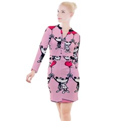 Baloon Love Mickey & Minnie Mouse Button Long Sleeve Dress by nate14shop