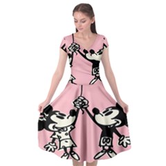 Baloon Love Mickey & Minnie Mouse Cap Sleeve Wrap Front Dress