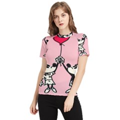 Baloon Love Mickey & Minnie Mouse Women s Short Sleeve Rash Guard by nate14shop