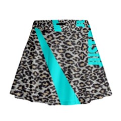 Just Do It Leopard Silver Mini Flare Skirt