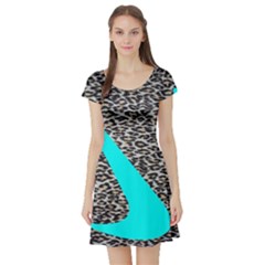 Just Do It Leopard Silver Short Sleeve Skater Dress by nate14shop