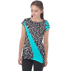 Just Do It Leopard Silver Cap Sleeve High Low Top