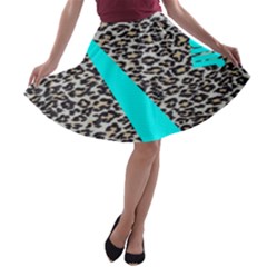 Just Do It Leopard Silver A-line Skater Skirt