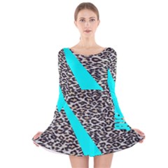 Just Do It Leopard Silver Long Sleeve Velvet Skater Dress by nate14shop