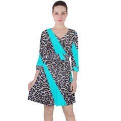 Just Do It Leopard Silver Quarter Sleeve Ruffle Waist Dress by nate14shop