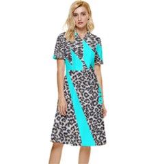 Just Do It Leopard Silver Button Top Knee Length Dress by nate14shop