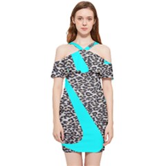 Just Do It Leopard Silver Shoulder Frill Bodycon Summer Dress by nate14shop